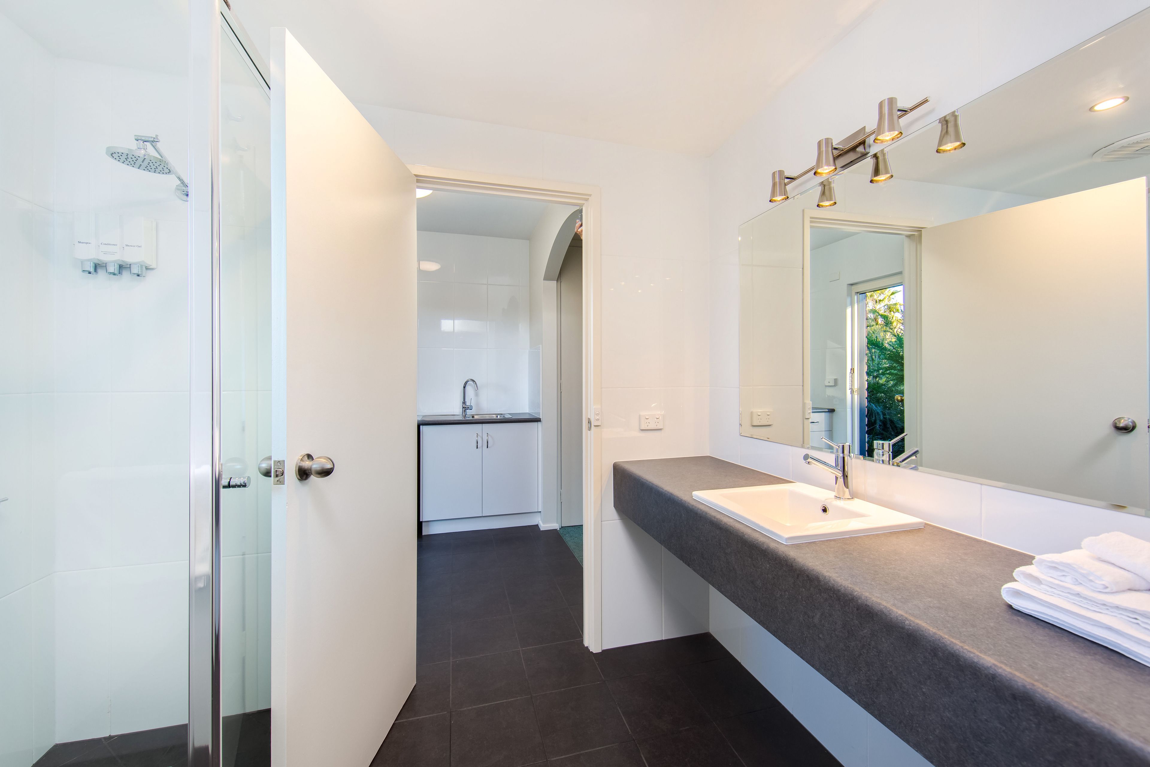 family suite | bathroom | hair dryer, towels