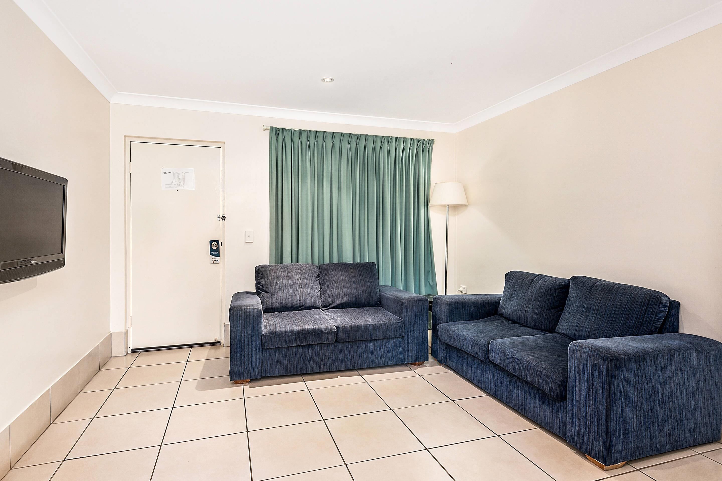 2 bedroom family room | premium bedding, individually decorated, individually furnished, desk