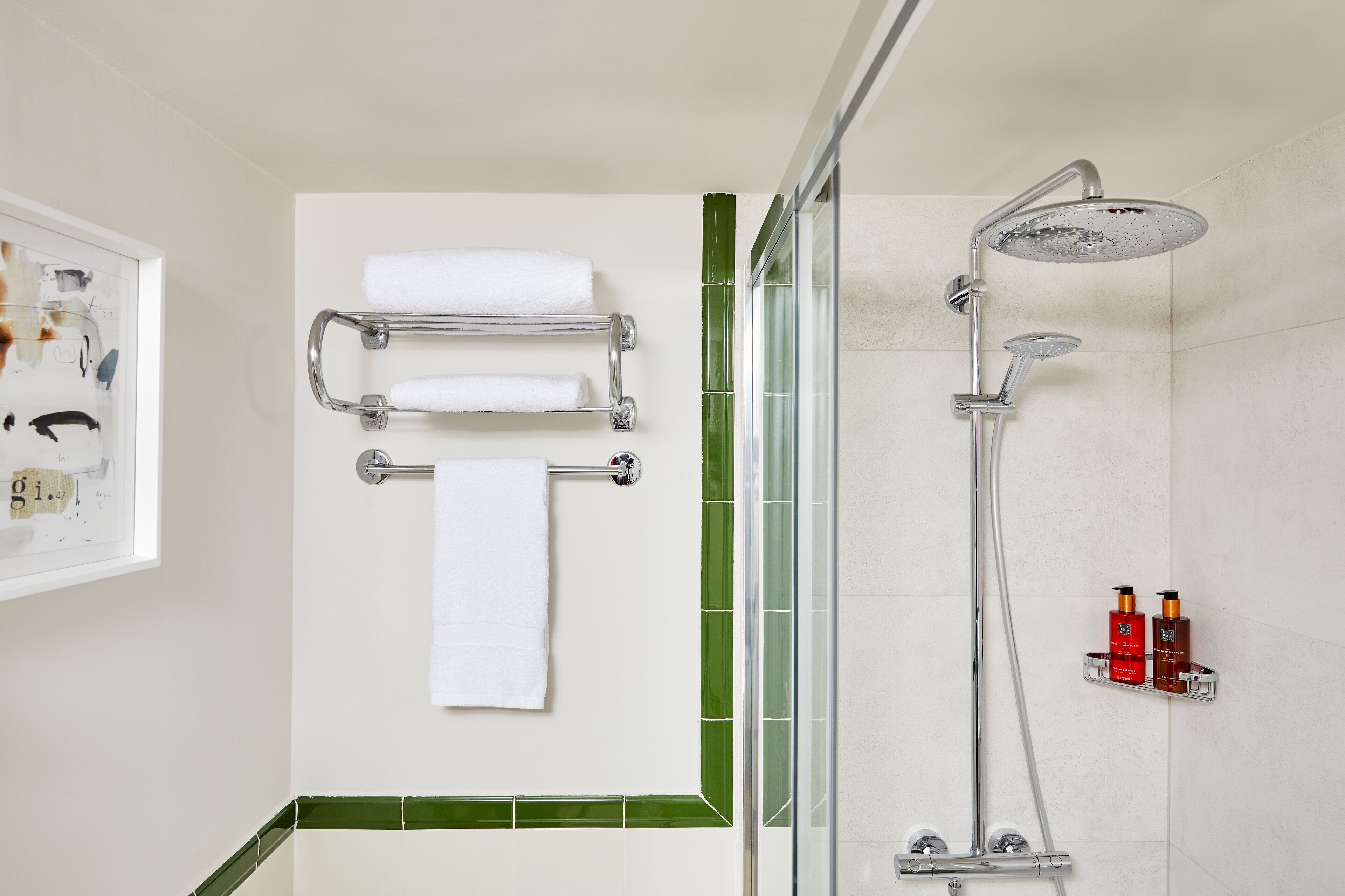 shower, free toiletries, hair dryer, bathrobes