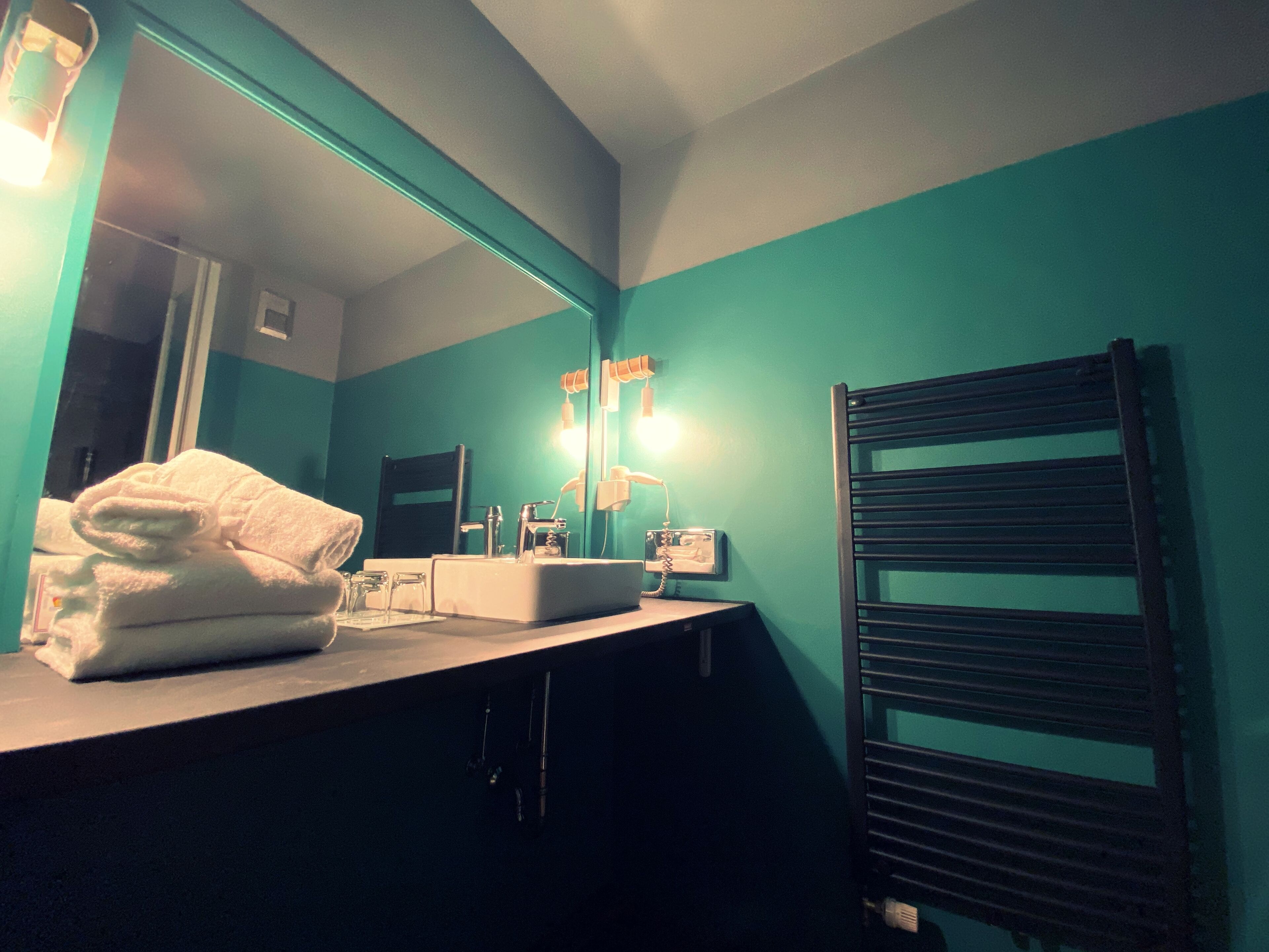 comfort double room single use, garden view | bathroom | hair dryer, towels