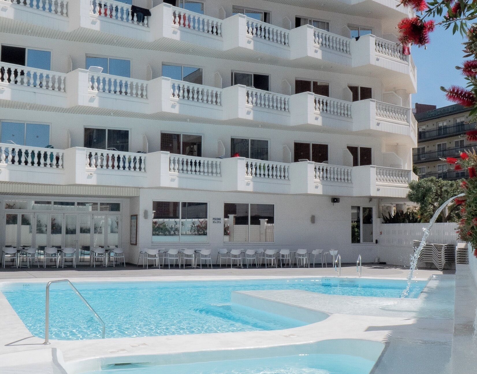 Outdoor pool, sun loungers