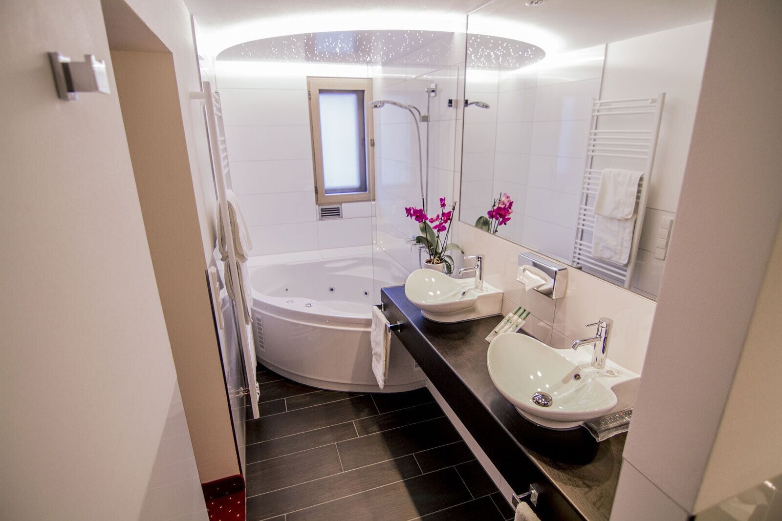 free toiletries, hair dryer, bathrobes, slippers