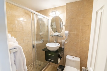 Shower, designer toiletries, hair dryer, bathrobes at San Juan Hotel