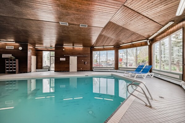 Indoor pool, sun loungers