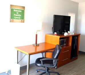 Desk, free WiFi, bed sheets