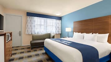 Room, 1 King Bed, Mobility Accessible, Non Smoking (Roll-in Shower) | In-room safe, desk, iron/ironing board, free cribs/infant beds
