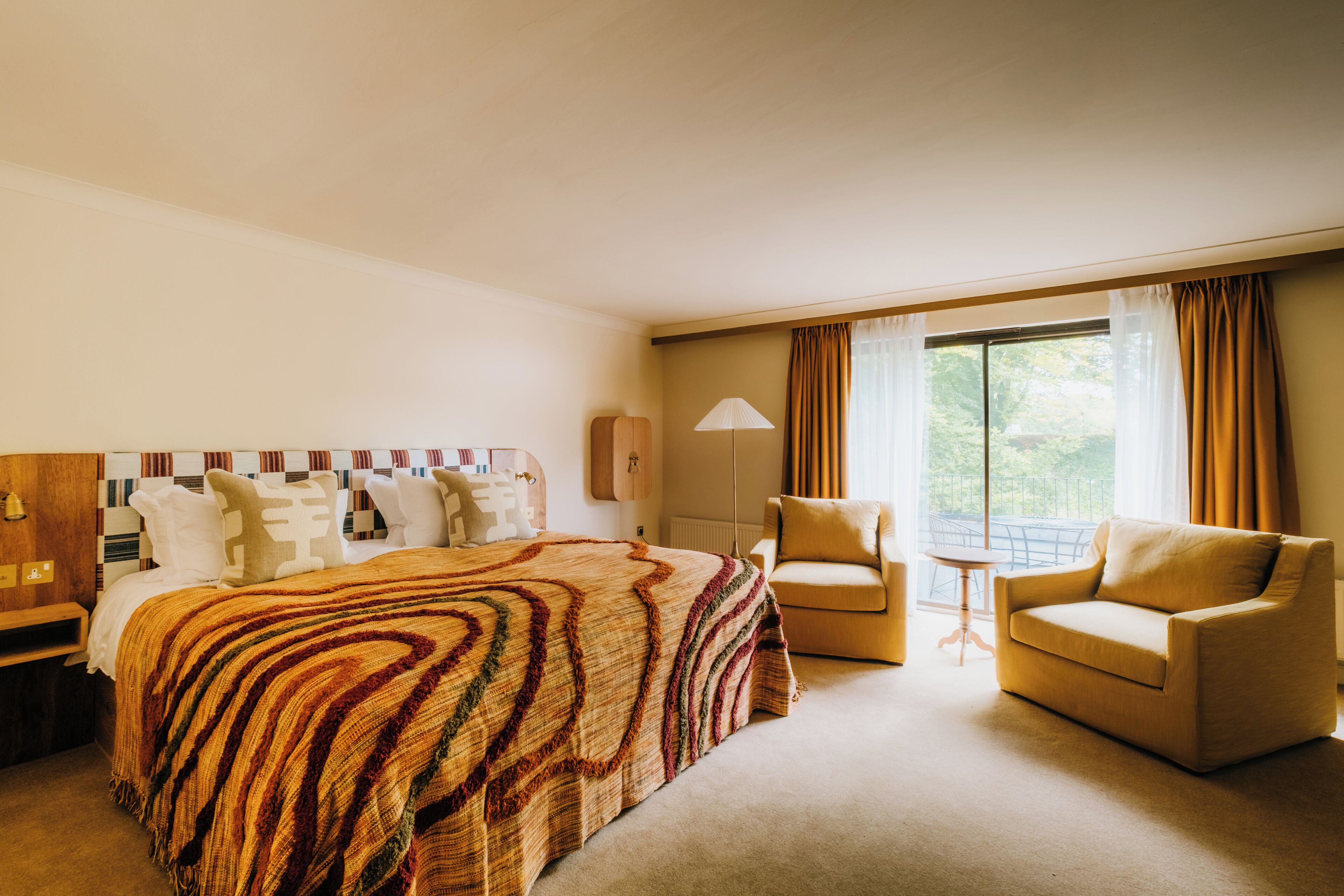 Down duvets, desk, blackout curtains, iron/ironing board