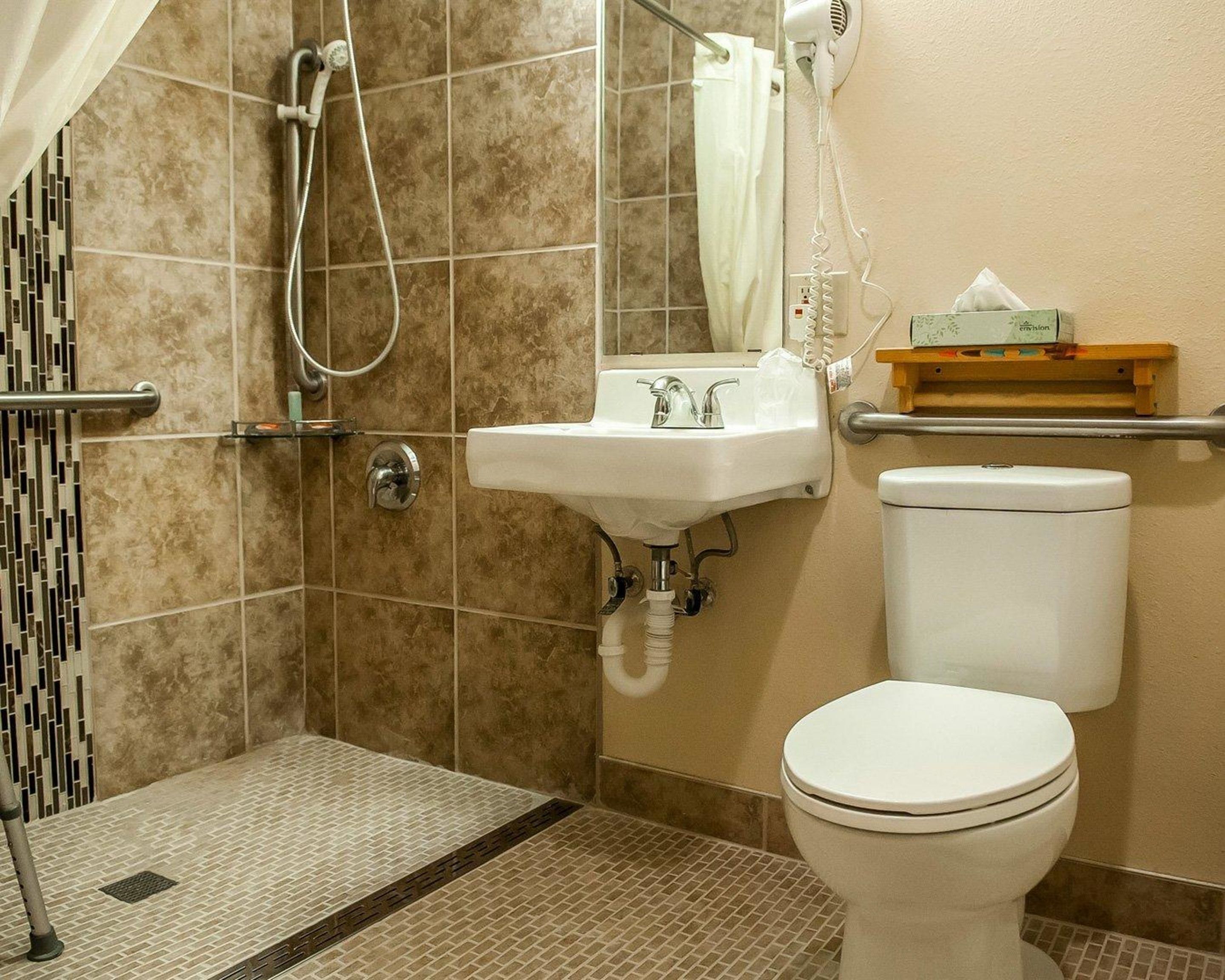 combined shower/bathtub, free toiletries, hair dryer, towels