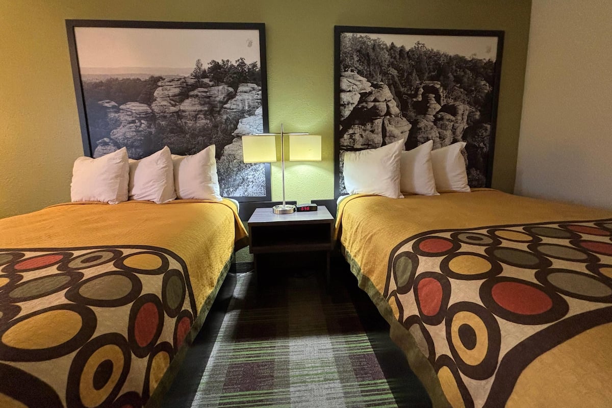 Desk, blackout drapes, cribs (free), WiFi (free)