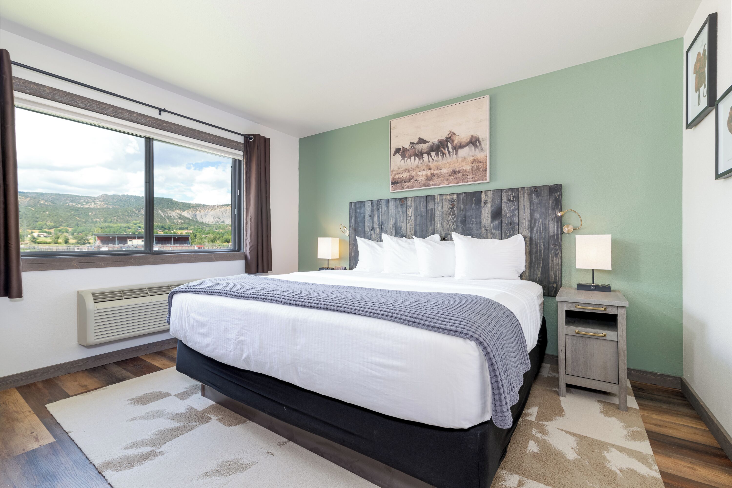 deluxe suite, 1 king bed with sofa bed, kitchenette, mountain view | 1 bedroom, blackout curtains, iron/ironing board, free wifi