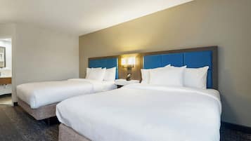 Premium bedding, desk, blackout curtains, iron/ironing board