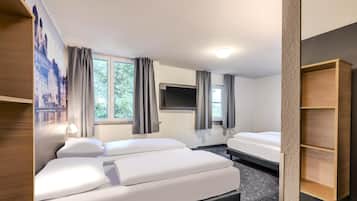 Desk, blackout drapes, soundproofing, free WiFi