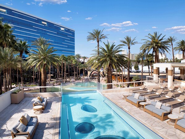 Seasonal outdoor pool, open 9:00 AM to 6:00 PM, pool cabanas (surcharge)