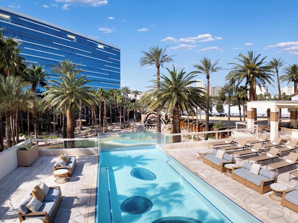 Seasonal outdoor pool, open 9:00 AM to 6:00 PM, pool cabanas (surcharge)