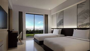 Room, 2 Katil Bujang (Single), Garden View | 1 bilik tidur, bar mini, peti besi dalam bilik, meja