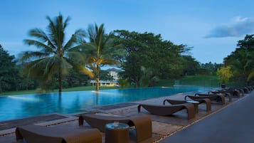 Outdoor pool, pool umbrellas