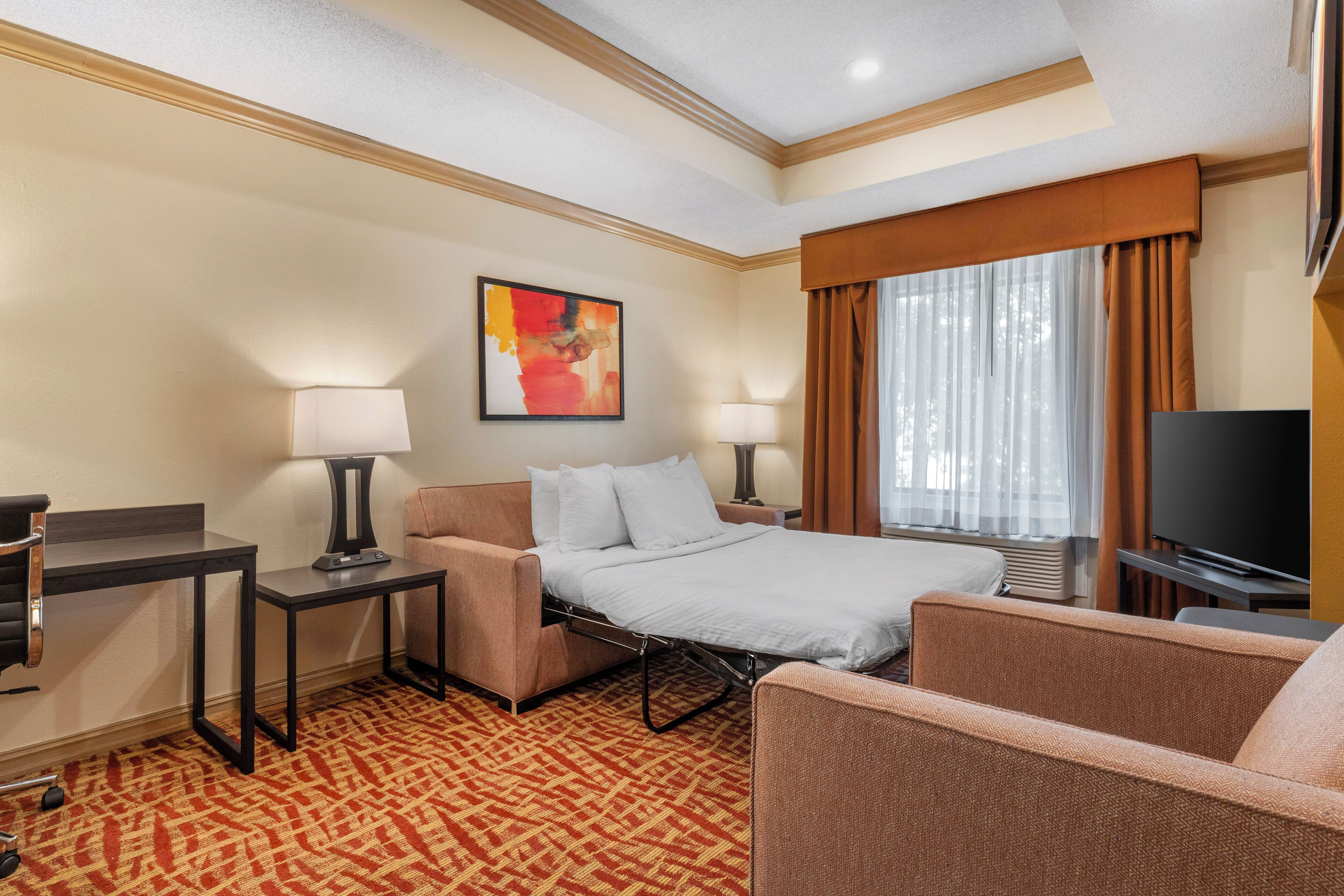 Suite, 1 King Bed, Non Smoking, Jetted Tub | Living area | TV