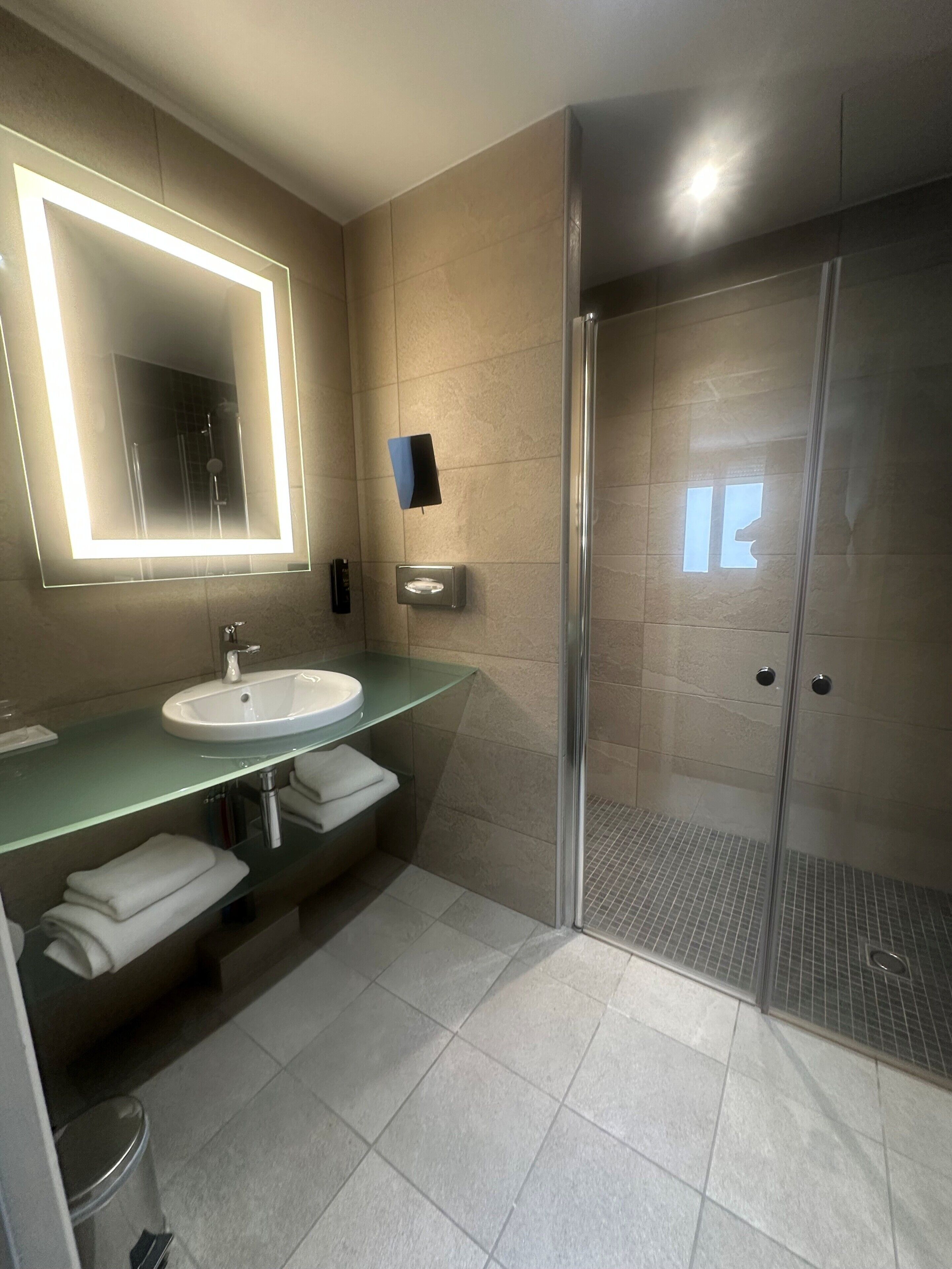 Chambre Confort, 1 lit double et 1 canapé-lit | Salle de bain | Articles de toilette gratuits, sèche-cheveux, serviettes fournies