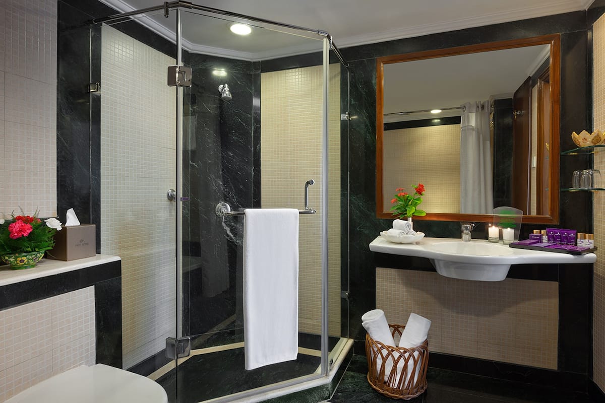 Suite | Bathroom | Shower, free toiletries, hair dryer, towels