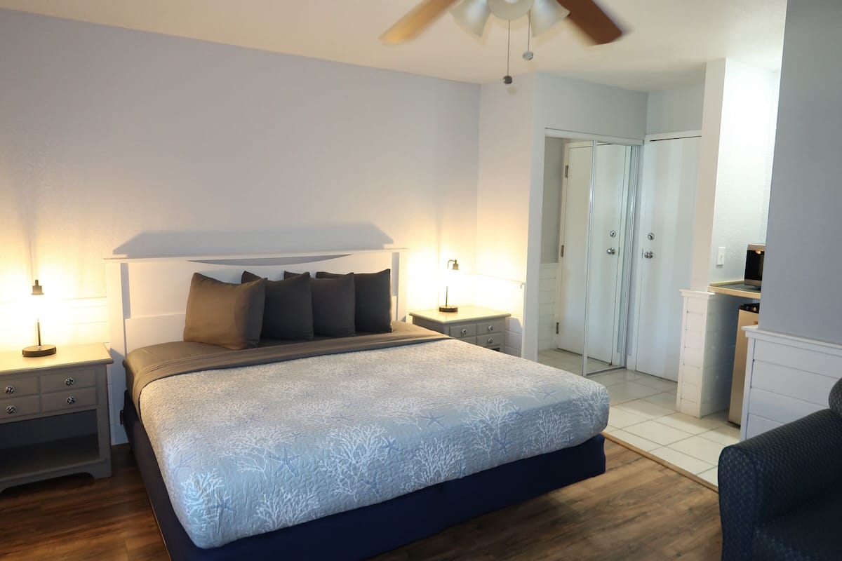 Standard Cozy King Pet Friendly | Iron/ironing board, free WiFi, bed sheets, alarm clocks