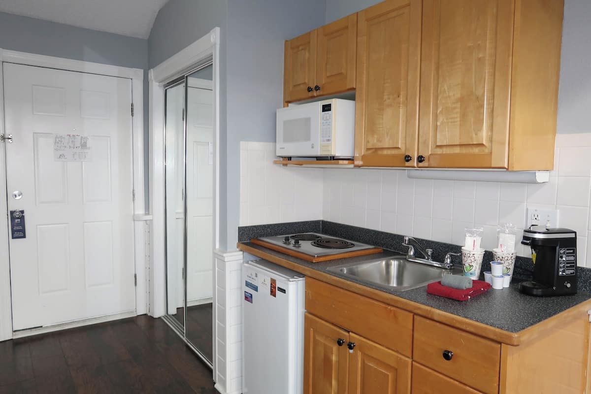 king junior suite with queen sleeper sofa and kitchenette | 1 bedroom, iron/ironing board, free wifi, bed sheets