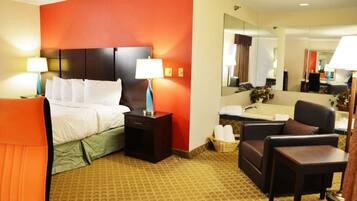 Room, 1 King Bed, Non Smoking, Jetted Tub | Desk, iron/ironing board, rollaway beds, free WiFi