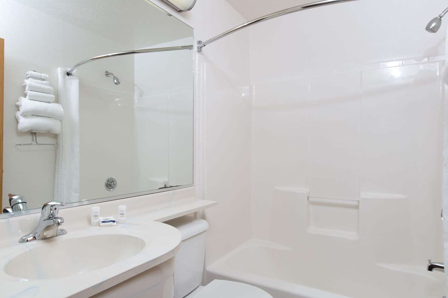 combined shower/bathtub, free toiletries, hair dryer, towels
