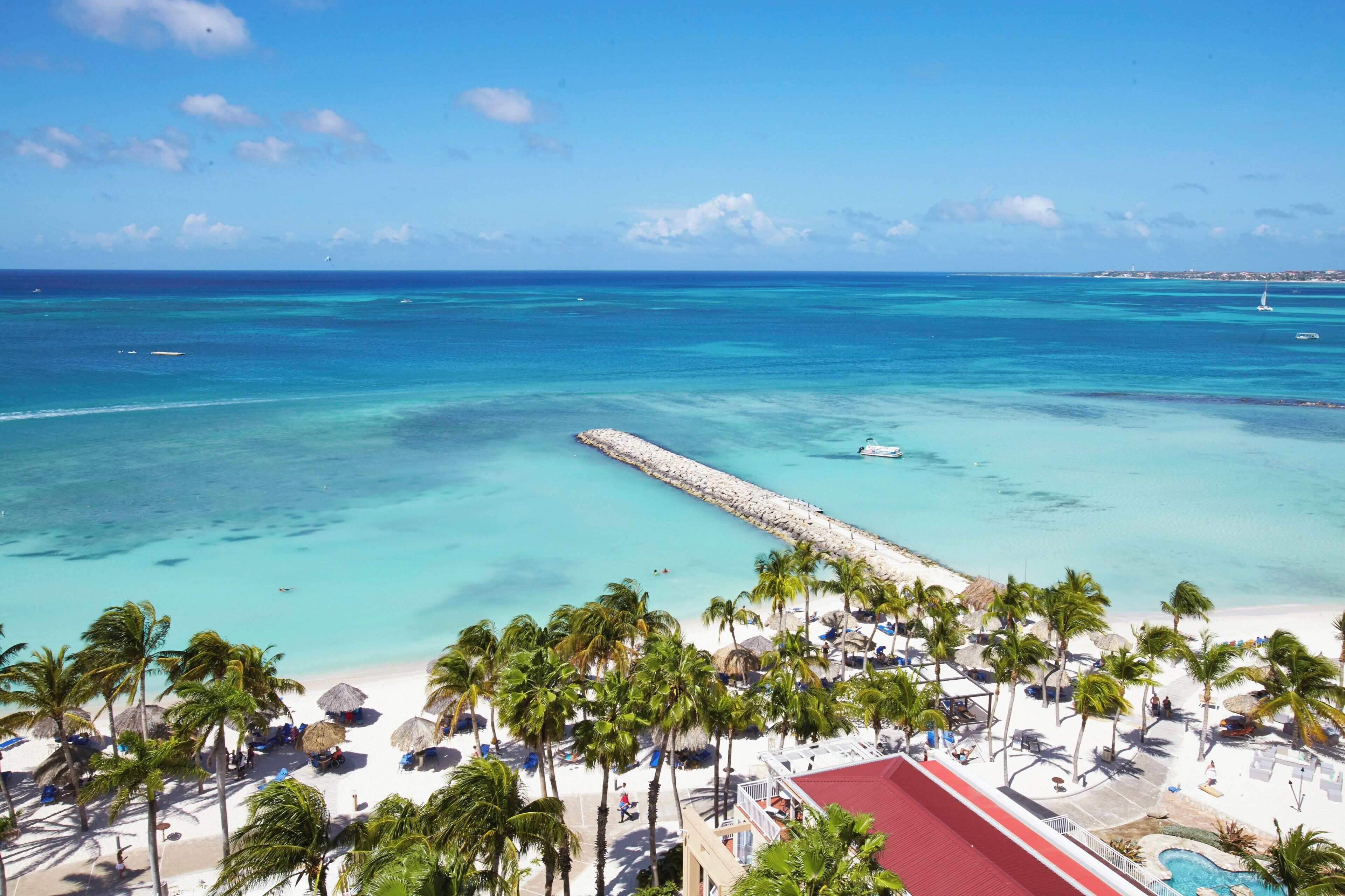 On the beach, free beach cabanas, sun-loungers, beach umbrellas