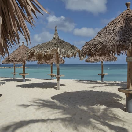 On the beach, free beach cabanas, sun loungers, beach umbrellas