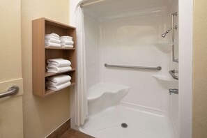 Room, 2 Queen Beds, Accessible, Non Smoking | Bathroom | Combined shower/bathtub, free toiletries, hair dryer, towels