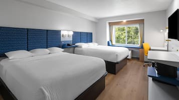 Down comforters, pillowtop beds, desk, iron/ironing board
