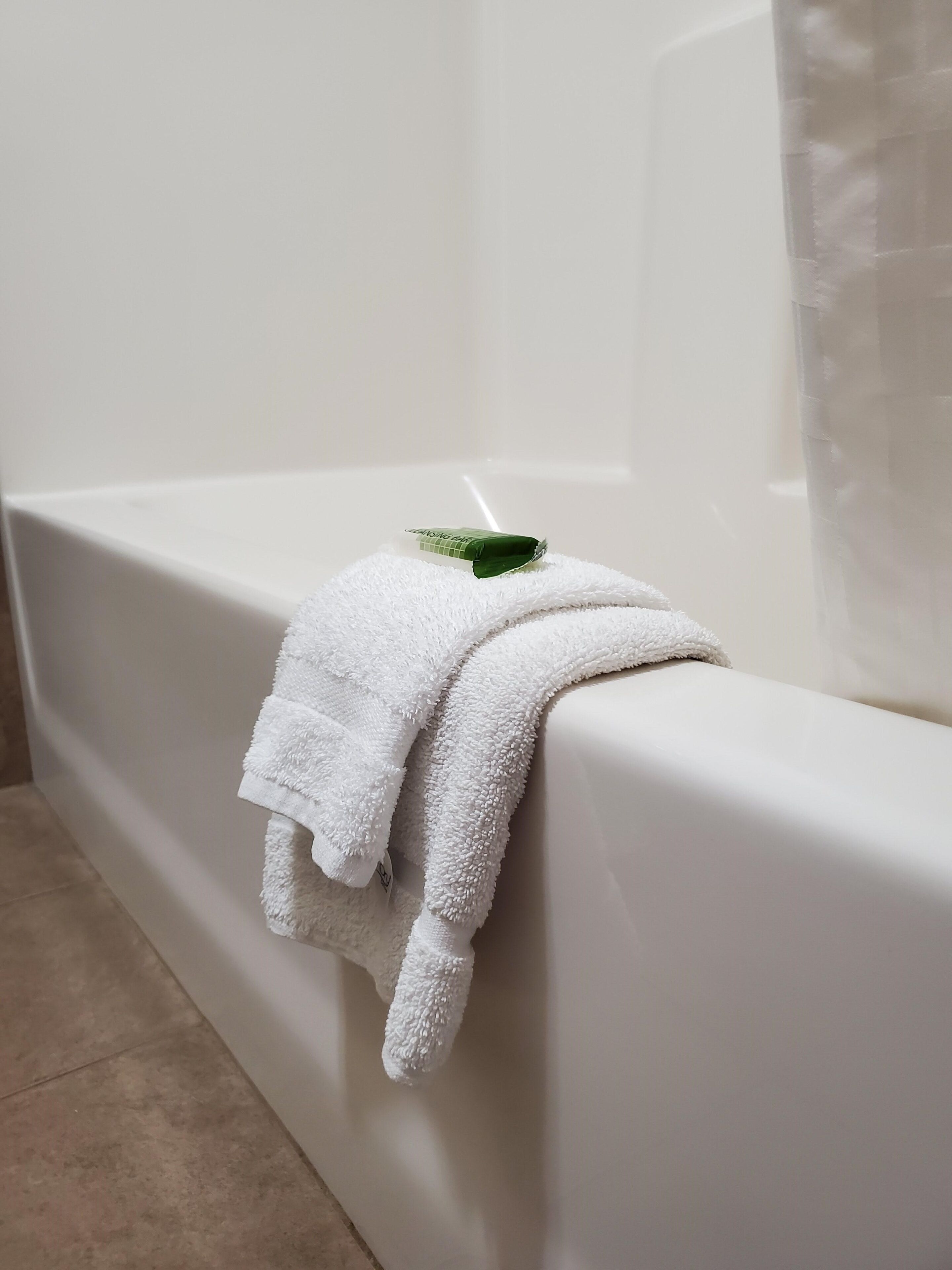 free toiletries, hair dryer, towels