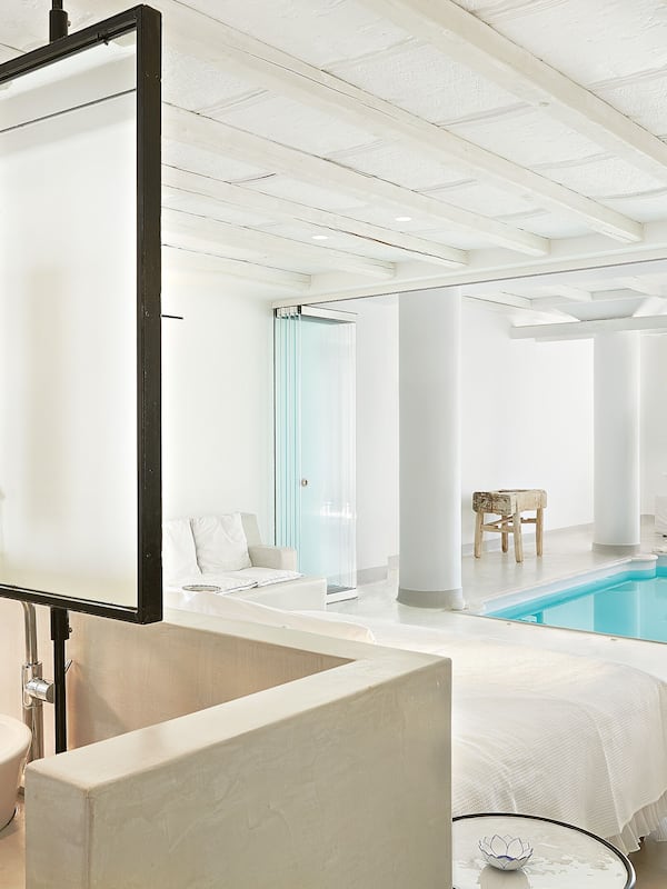 Luna Blu Suite with Private Indoor Pool | Bathroom | Combined shower/tub, free toiletries, hair dryer, bathrobes