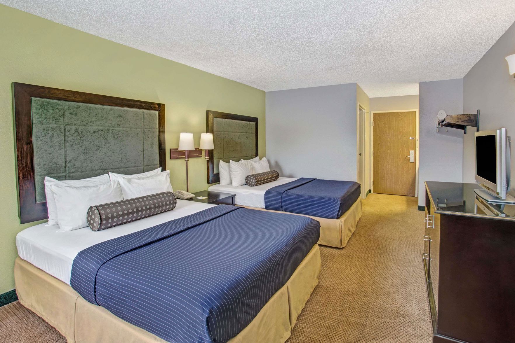 1 bedroom, desk, blackout drapes, iron/ironing board
