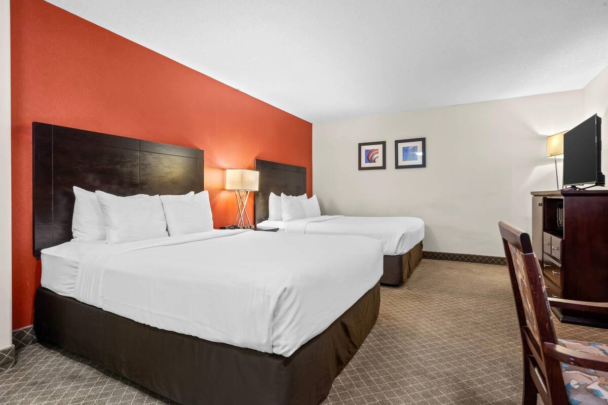 Standard Room, 2 Queen Beds | In-room safe, desk, iron/ironing board, alarm clocks
