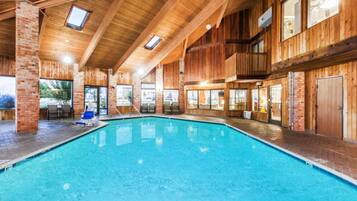 Indoor pool, open 8:00 AM to 9:00 PM, sun loungers