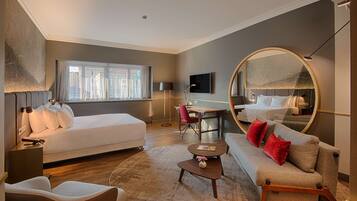 Down duvets, minibar, in-room safe, desk