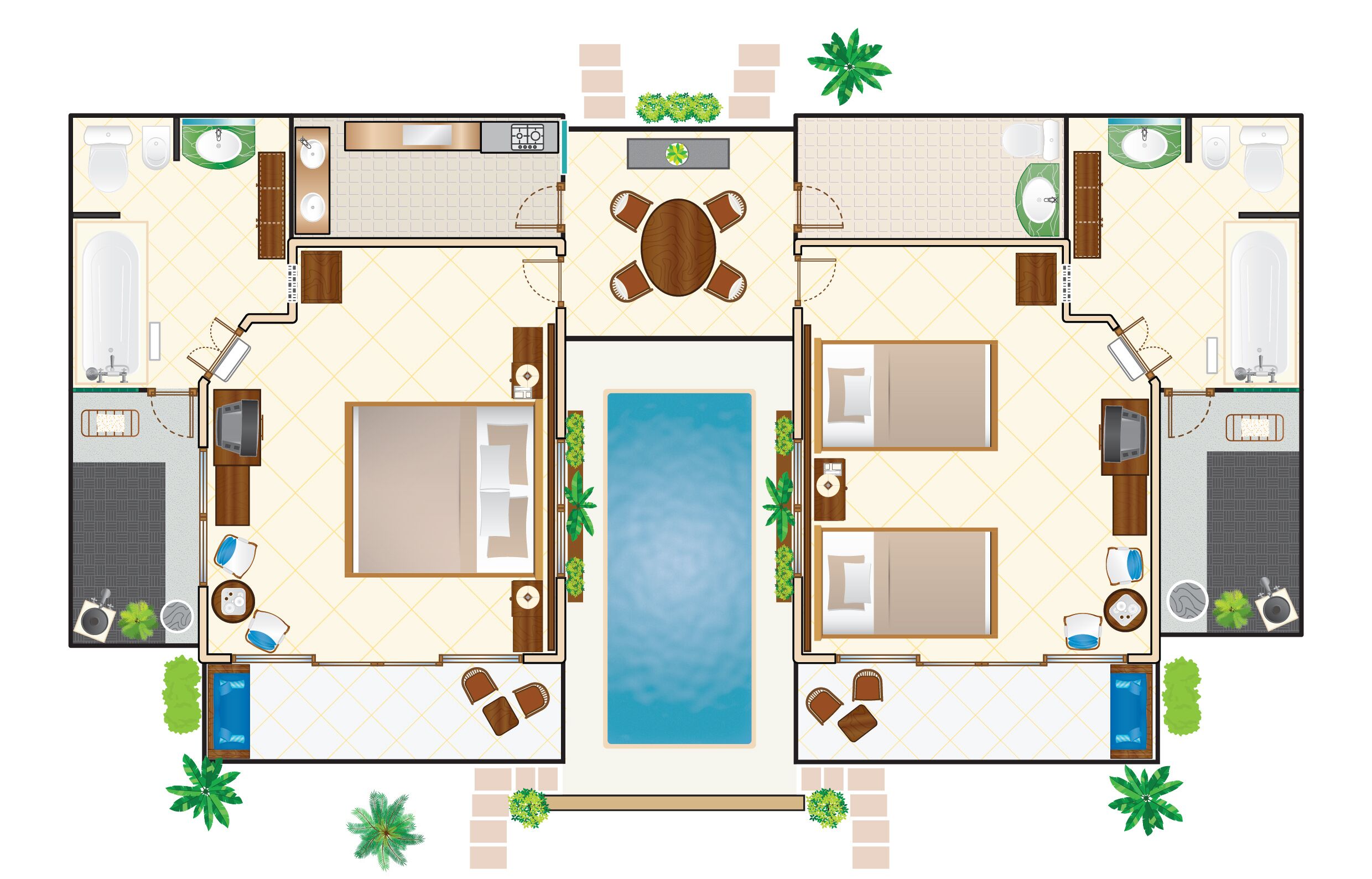 two bedroom pool villa | floor plan