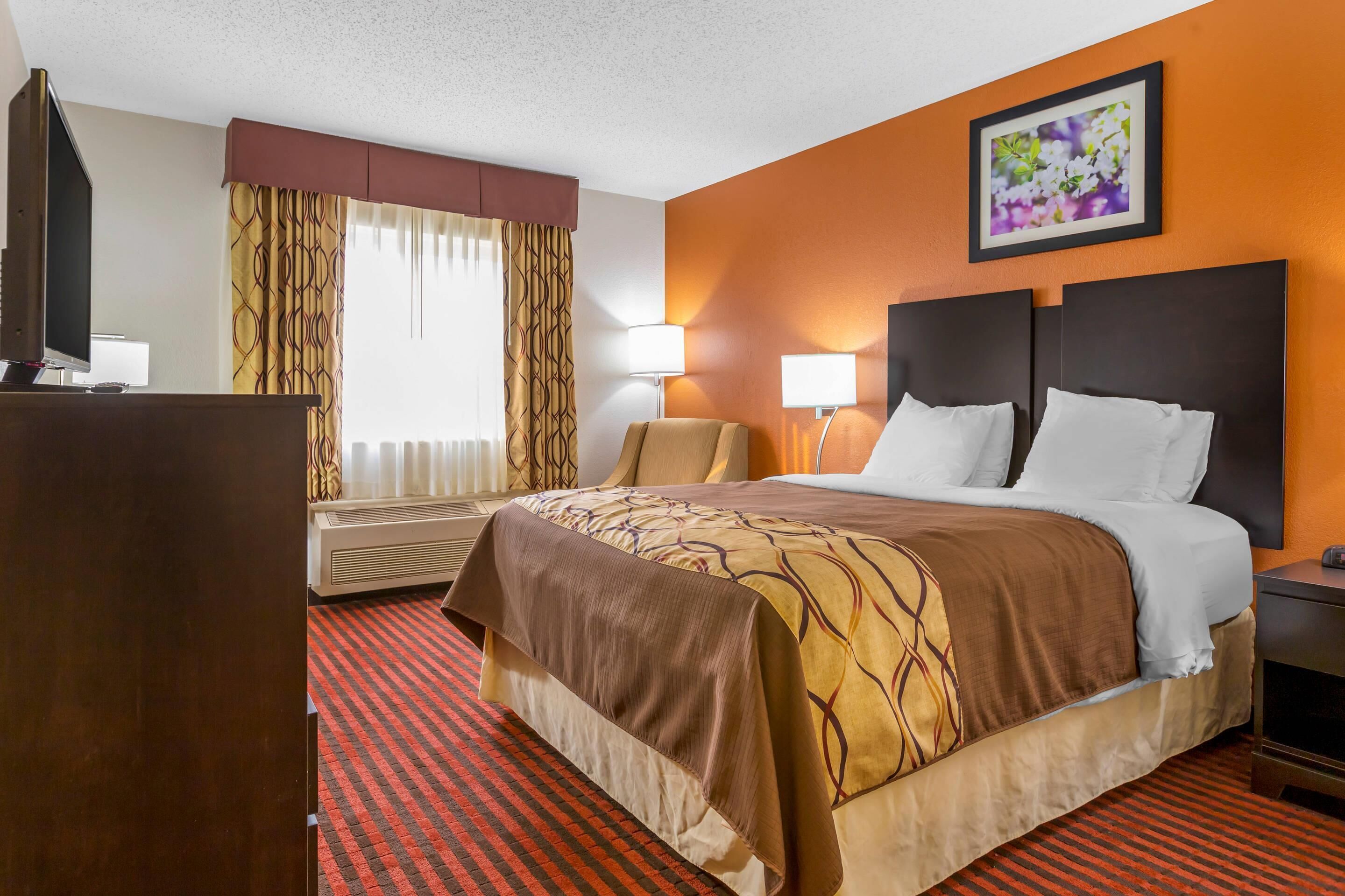 Room, 1 Queen Bed, Accessible, Non Smoking | In-room safe, desk, blackout drapes, iron/ironing board