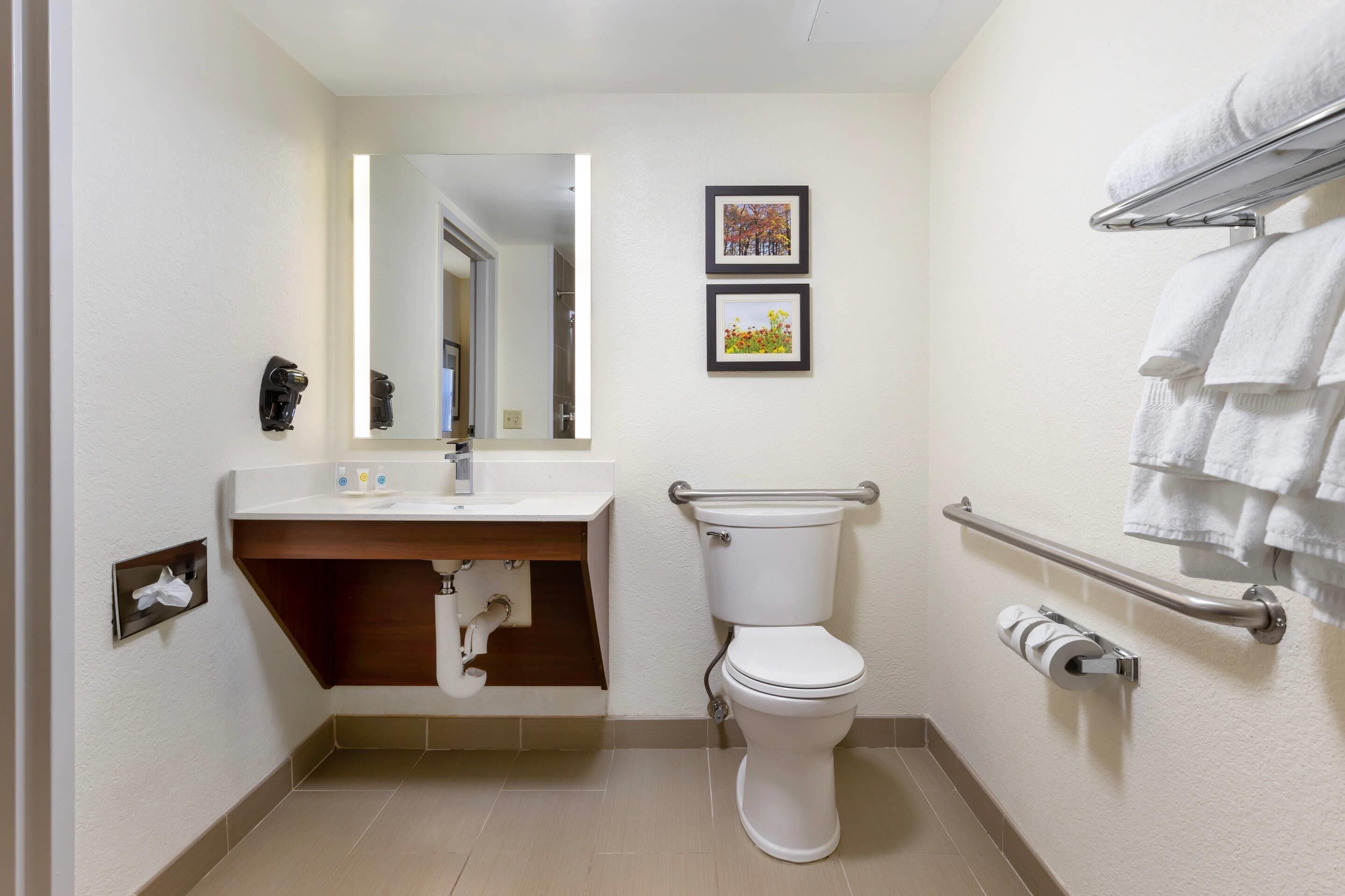 free toiletries, hair dryer, towels, soap