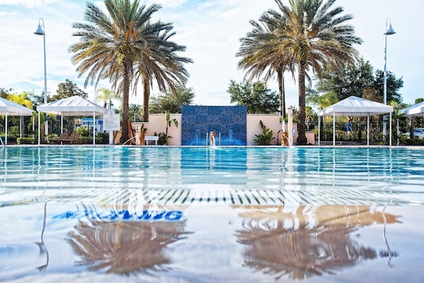 Outdoor pool, sun loungers