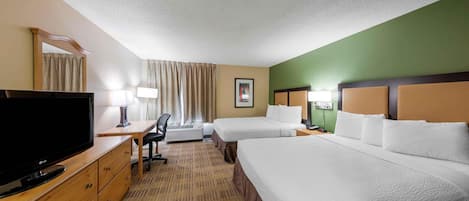 Studio, 2 Queen Beds, Non Smoking | Desk, iron/ironing board, free WiFi, bed sheets