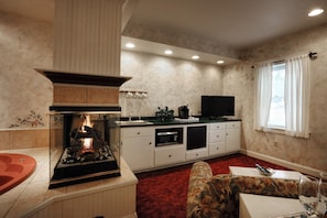 Deluxe-Haus, 1 Queen-Bett und Schlafsofa, Kamin | Eigene Küche