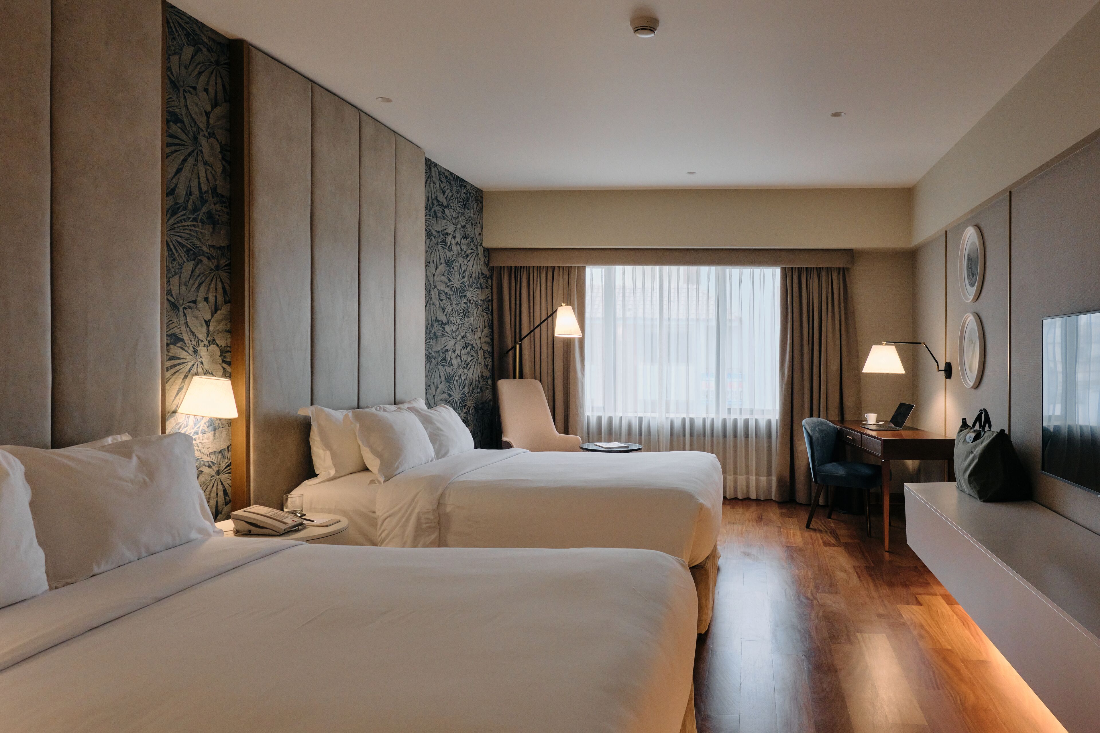 deluxe double room, 2 double beds | premium bedding, pillow-top beds, minibar, in-room safe