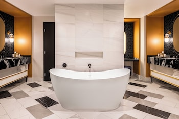 Designer toiletries, hair dryer, towels at Paris Las Vegas Resort & Casino
