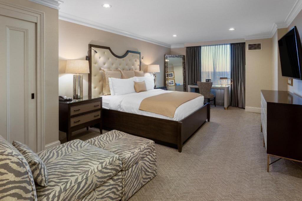 Premium bedding, down comforters, pillowtop beds, in-room safe