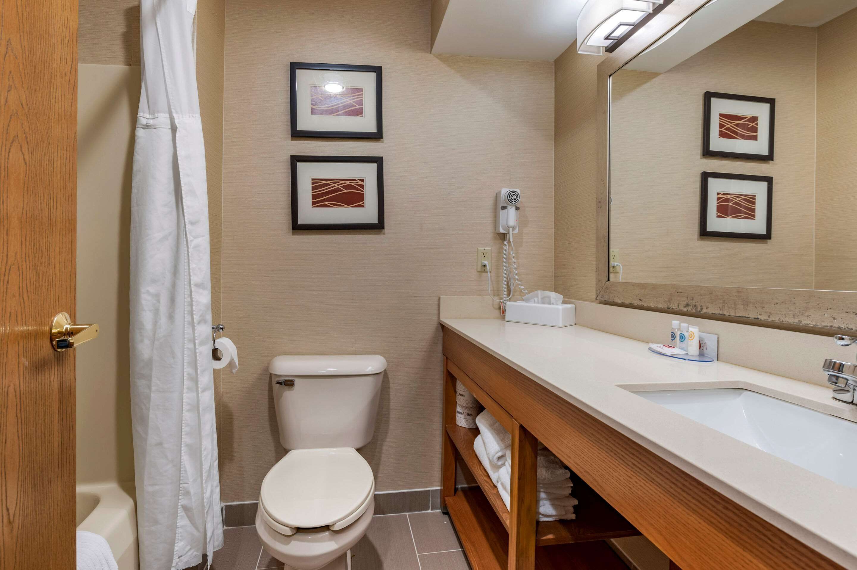 standard room, 2 queen beds, non smoking | bathroom | hair dryer, towels