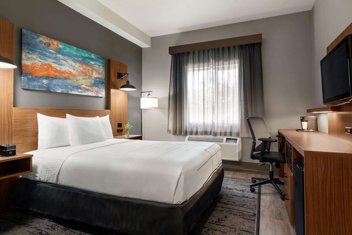 1 Queen Bed, Mobility/Hearing Accessible Room, Bathtub w/ Grab Bars, Non-Smoking | Premium bedding, desk, laptop workspace, blackout drapes