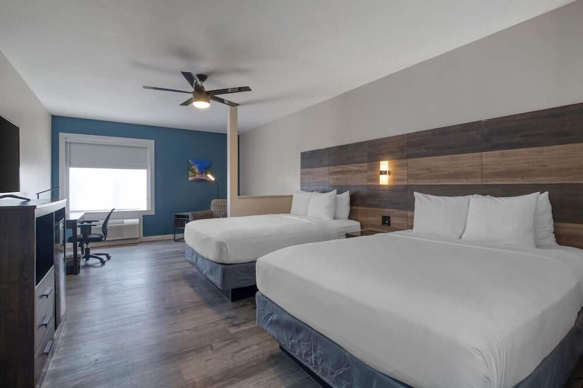 Premium bedding, desk, blackout drapes, free WiFi