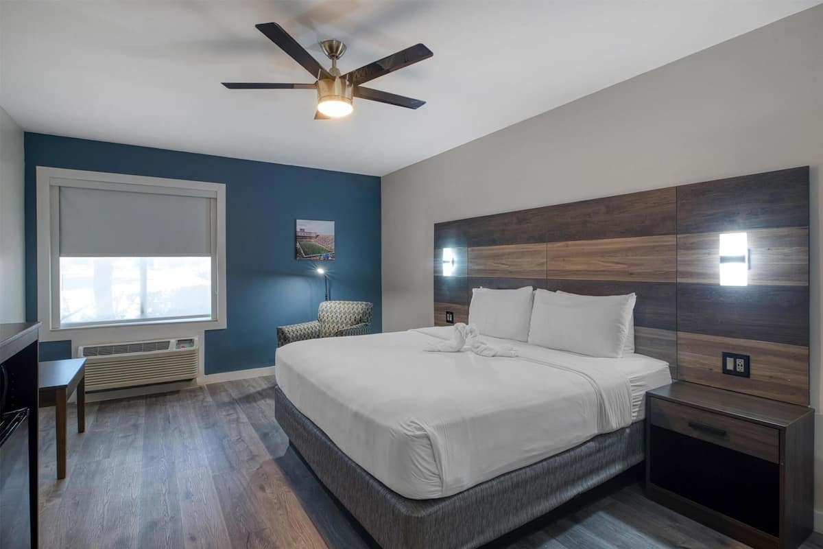Premium bedding, desk, blackout drapes, WiFi (free)